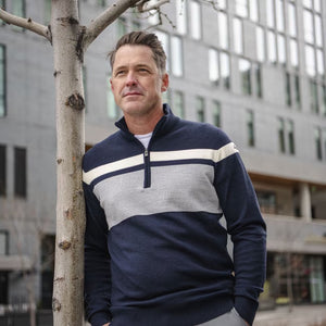 Mens Stripe Half Zip Sweater