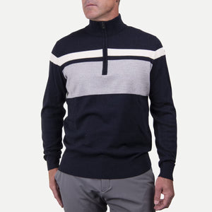 Mens Stripe Half Zip Sweater