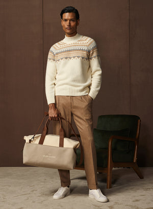 Boucle Jacquard Mock Neck Sweater