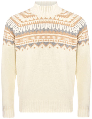 Boucle Jacquard Mock Neck Sweater